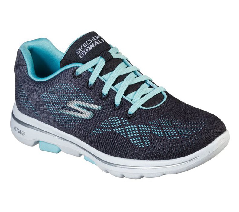 Skechers Dam Svarta/Ljus Turkos Sneakers - Gowalk 5 - Alive - Sverige (UCIBK-7543)